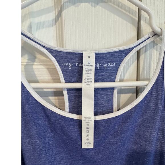 NEW Lululemon Time to Sweat Tank – Size 8 – Heathered Moroccan Blue / White - Picture 5 of 7